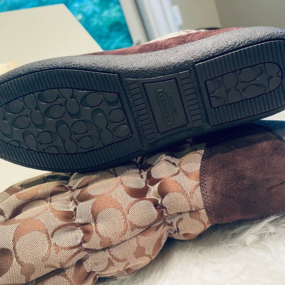 NIB! Coach Theona Snow Boots in Brown Signature Lined with Rabbit Fur - Picture 6 of 9